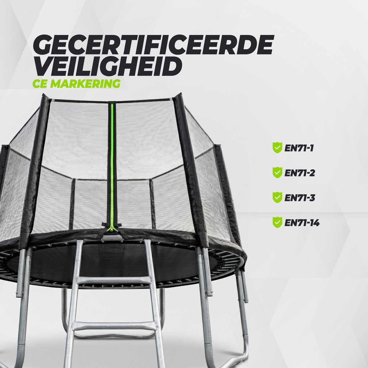 VirtuFit Trampoline met Veiligheidsnet - 305 cm - Inclusief Gratis Trap - Extra Veilig - UV- en Weerbestendig - Voor Kinderen en Volwassenen - Zwart — afbeelding 6