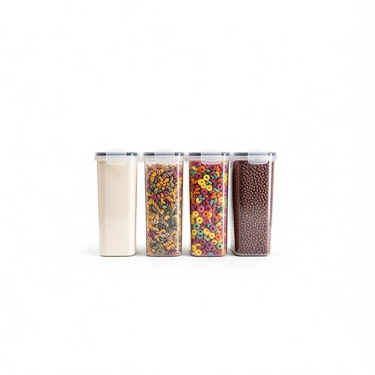 4L Voorraaddozen 4 Stuks - Luchtdichte Keuken Opbergdozen - Kunststof met Deksel - Voor Pasta, Muesli, Rijst, Meel en Huisdierenvoer