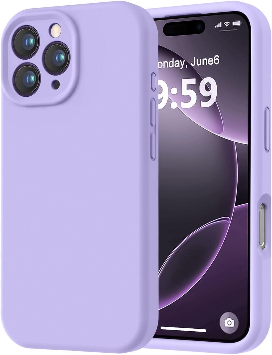 Speciaal ontworpen voor de iPhone 16 Pro. Hoogwaardig siliconen hoesje met [zachte, krasbestendige microvezelvoering]. Schokbestendig beschermhoesje voor mannen, vrouwen en meisjes (6,3 inch). Lichtpaars.