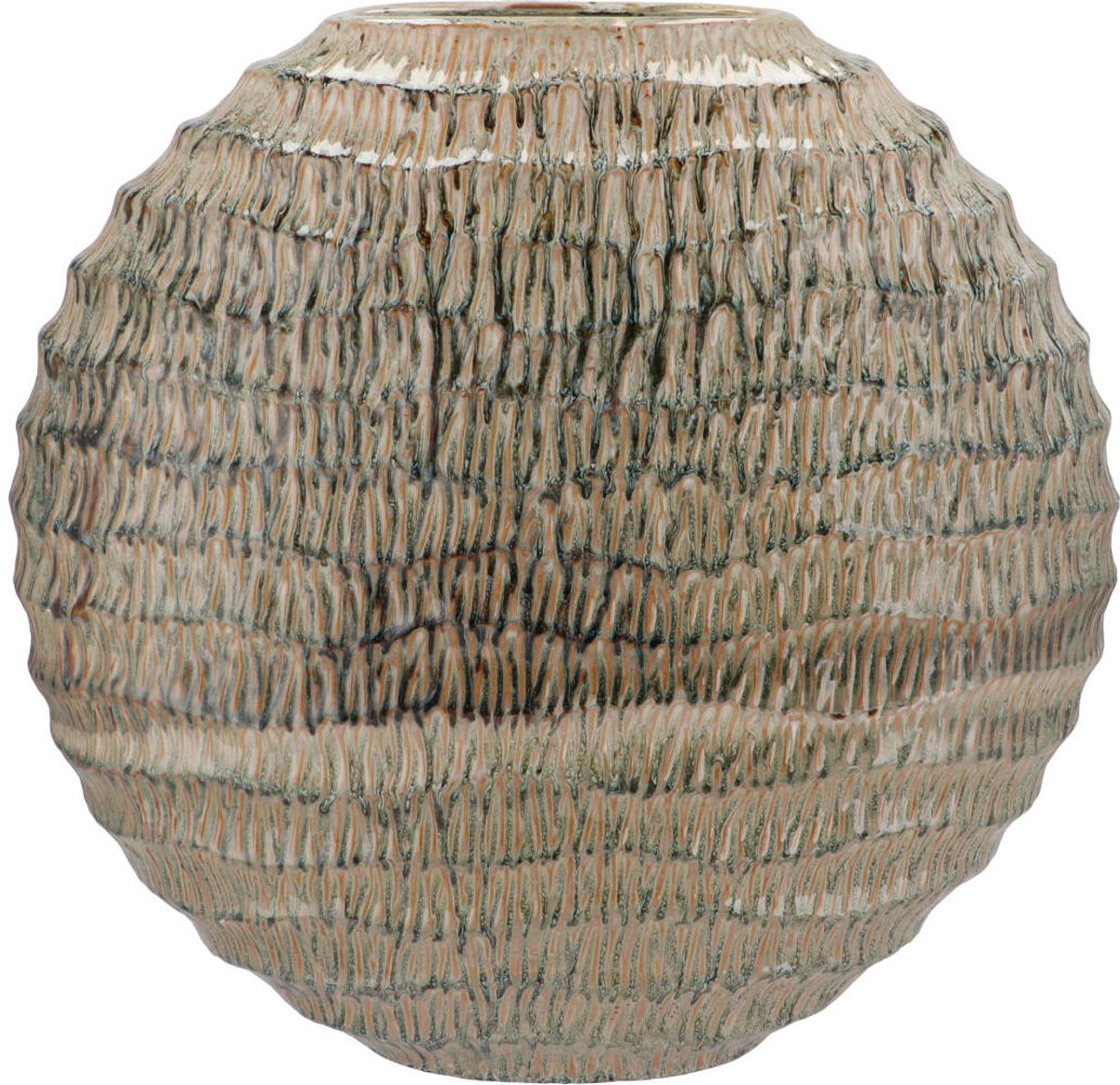 Daan Kromhout - Vaas - Jada - Ovaal - Green - Beige - 23x10x22cm - Keramiek