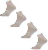 Basset Bamboe - Unisex Quarter Sokken - 4-pack - Maat 43/46 - Beige