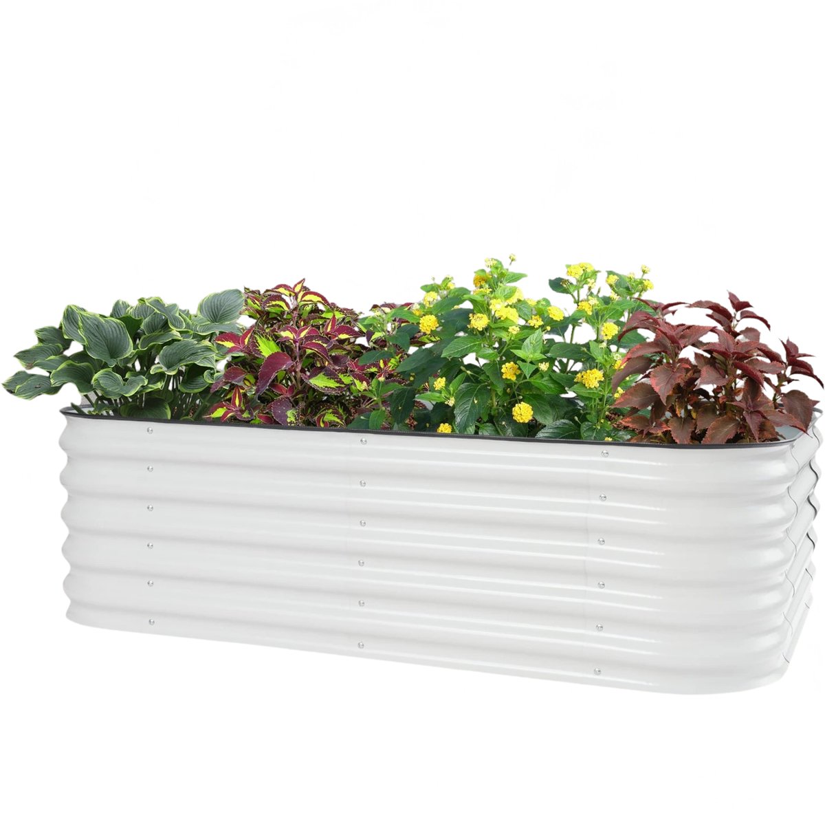 Stervia Plantenbak Voor Buiten - Verhoogde Plantenbak - Tuinbed - Ovaal - Buiten En Binnen - Wit/Lichtgrijs - 195 x 60 x 43 cm