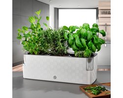 Cobble Trio - Slimme kruidenpot met bewateringssysteem - Kristalwit - Kruidenbak - Kweekbak - Plantenbak
