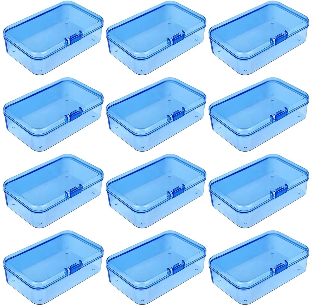 Allecto - Mini-opbergbakjes - Plastic dozen - Compact formaat - Blauw - Voor kunst en ambachten - 12 stuks - 85 x 55 x 25 mm