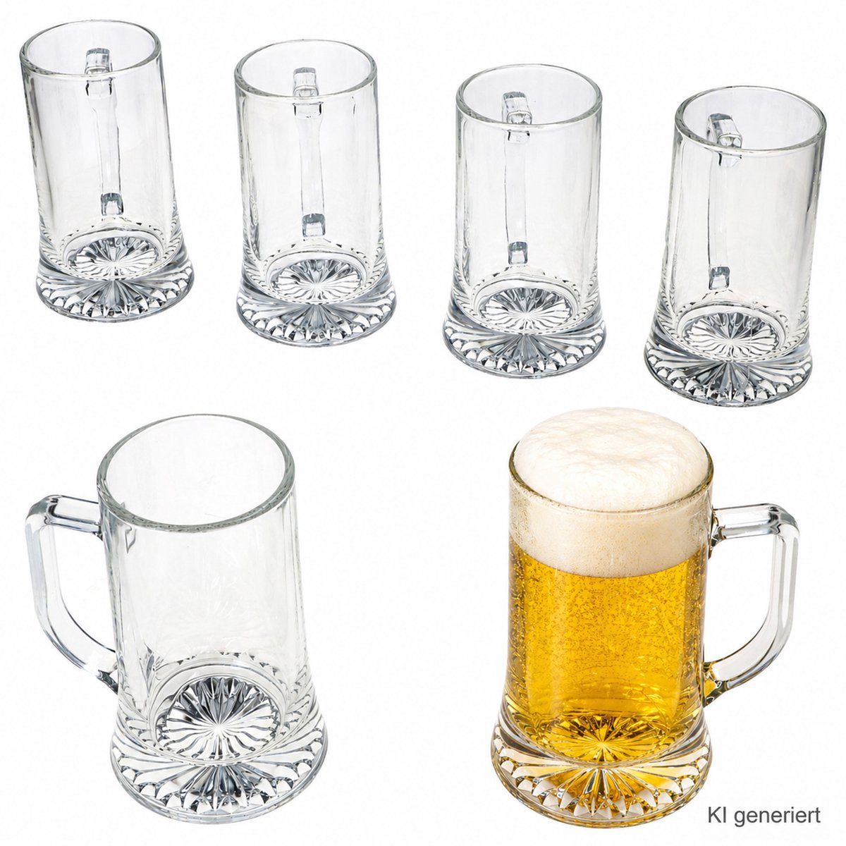 Set van 6 Akki bierpullen van 0,4L met sterrenbodem en handvat - 1003134