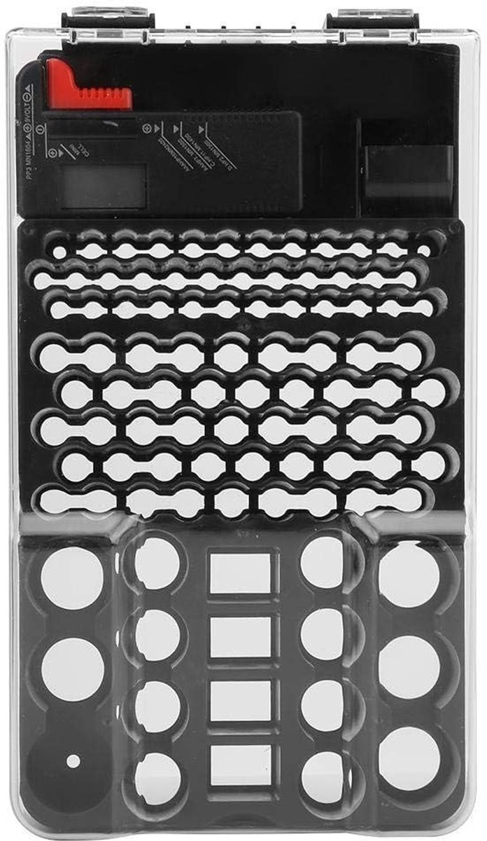Store_7 - Draagbare batterij-organizer - Batterij-opbergdoos met tester - 104 grids - Batterijhouder voor AA C D 9V - Ideaal voor thuisgebruik ...