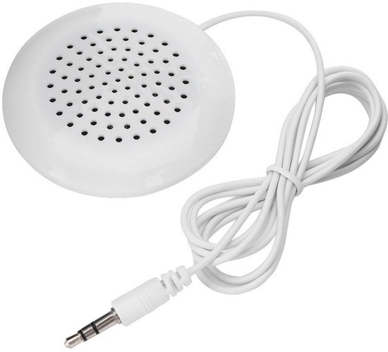 Mini stereoluidspreker 3,5 mm kabel – draagbare kussen speaker, helder geluid, krachtige bas, wit, 60 mm diameter