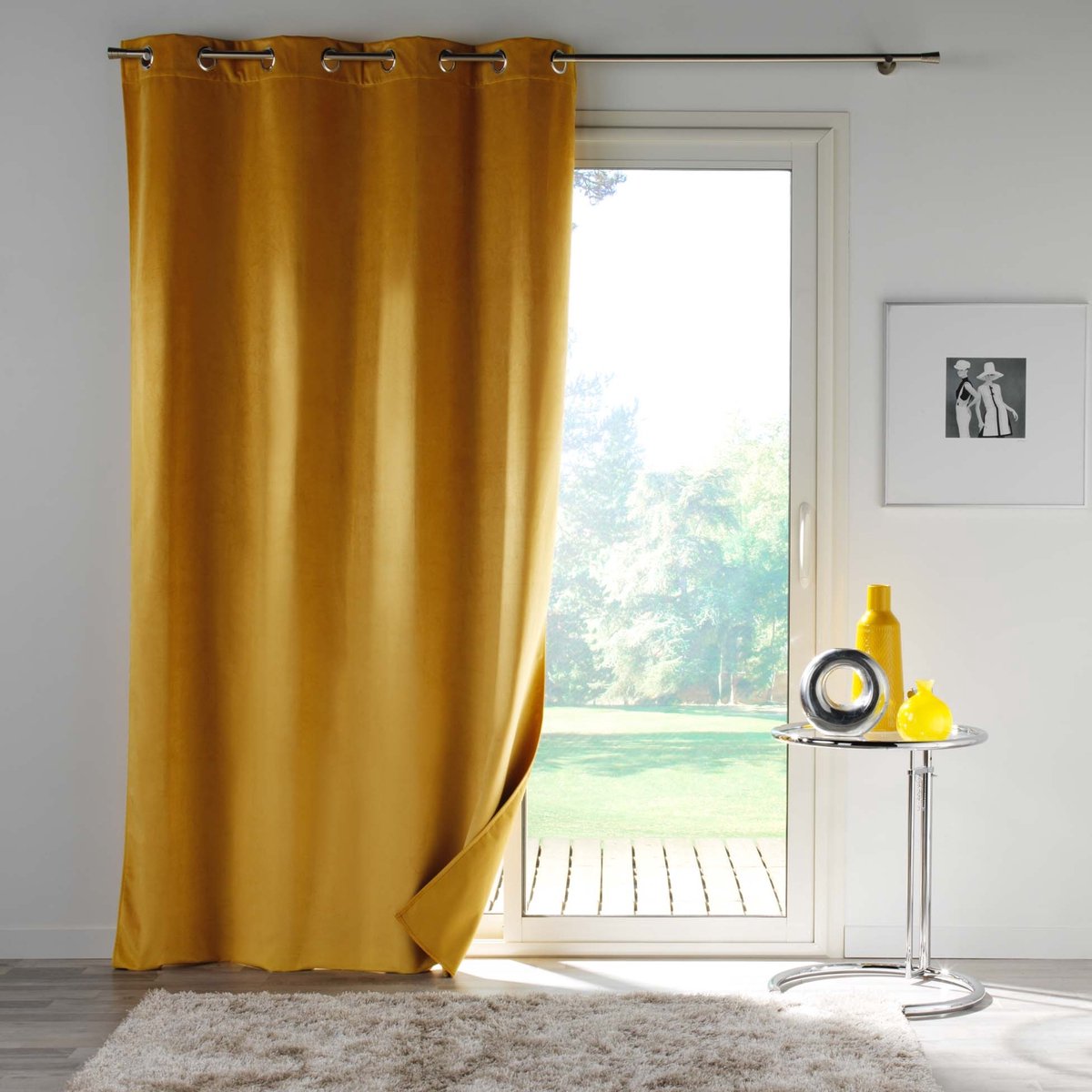 Verduisteringsgordijn voor woonkamer met oogjes, velours, 135 x 260 cm