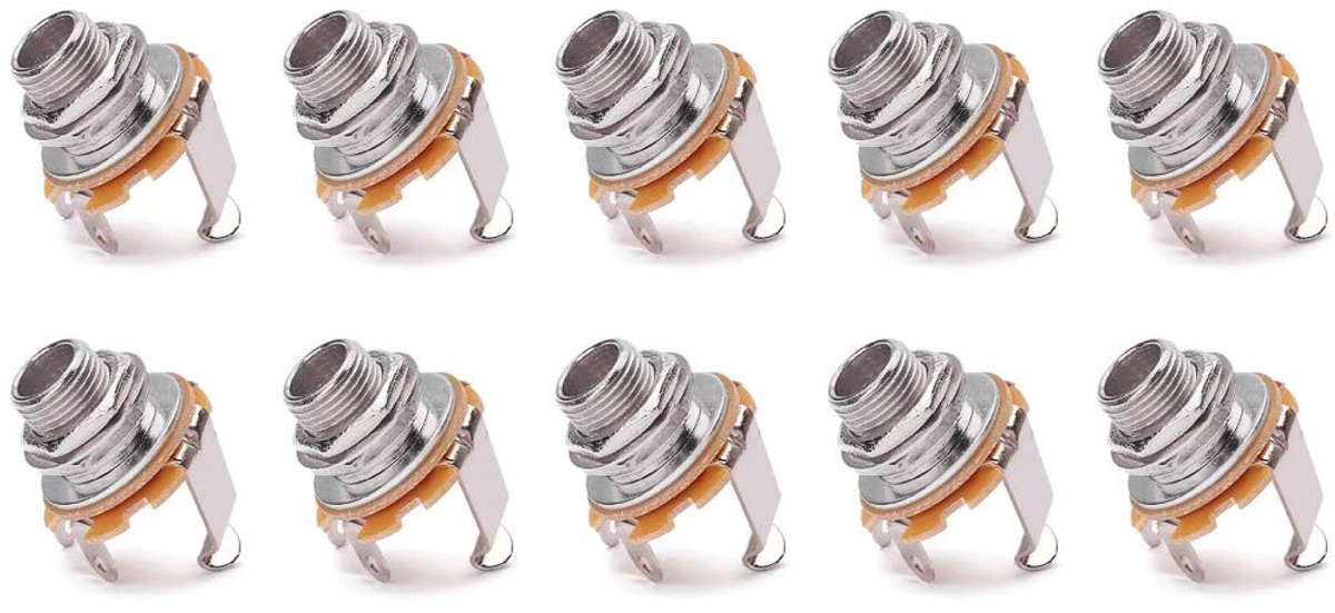 Mono Jack Socket - Vrouwelijke Panel Mount voor Bass Elektrische - 10 Stuks