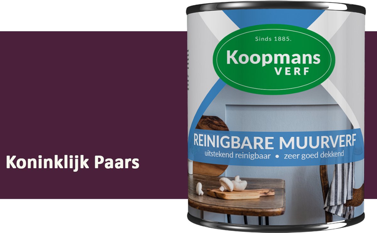 Koopmans Reinigbare Muurverf – Afwasbare Schrobvaste Muurverf Binnen – Mat – Voor Keuken, Woonkamer & Kinderkamer – Koninklijk Paars – 7,5 l