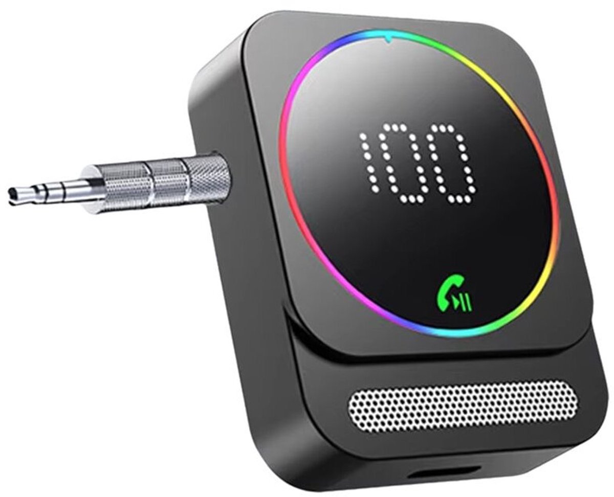5.3 inch auto-/thuisstereo hoofdtelefoon aux-audio-ontvangeradapter, 3,5 mm draadloze uitgang, 1-naar-2 splitter, muziek, handsfree bellen