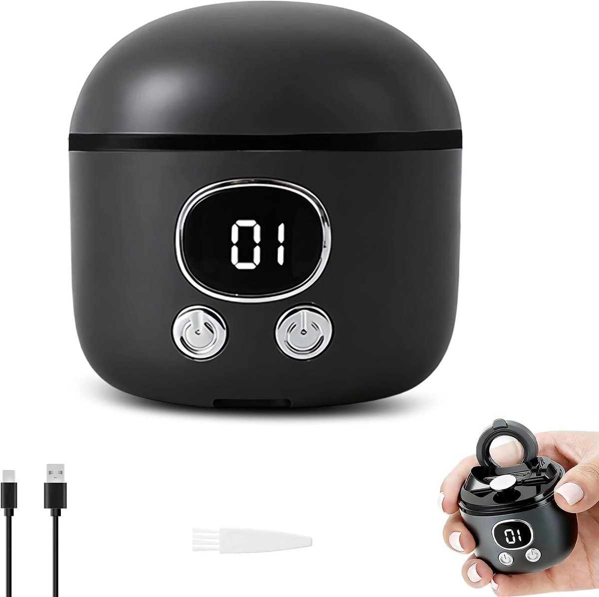 longziming -Elektrische Nagelknipper - Automatische Nagelverzorger - 3-in-1 Grooming Set - Geïntegreerd Vergrootglas - LED-Verlichting - ABS Kunststof - Geluidsarm Ontwerp - Veilig Voor Baby's - 1 Stuk