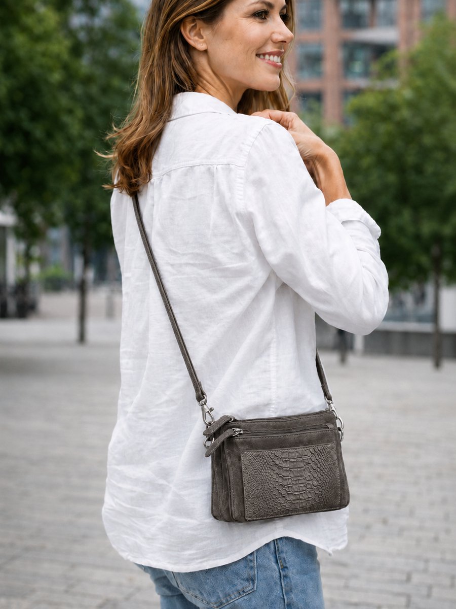 Castillo Suede Vibes Crossbody S Snake Grey