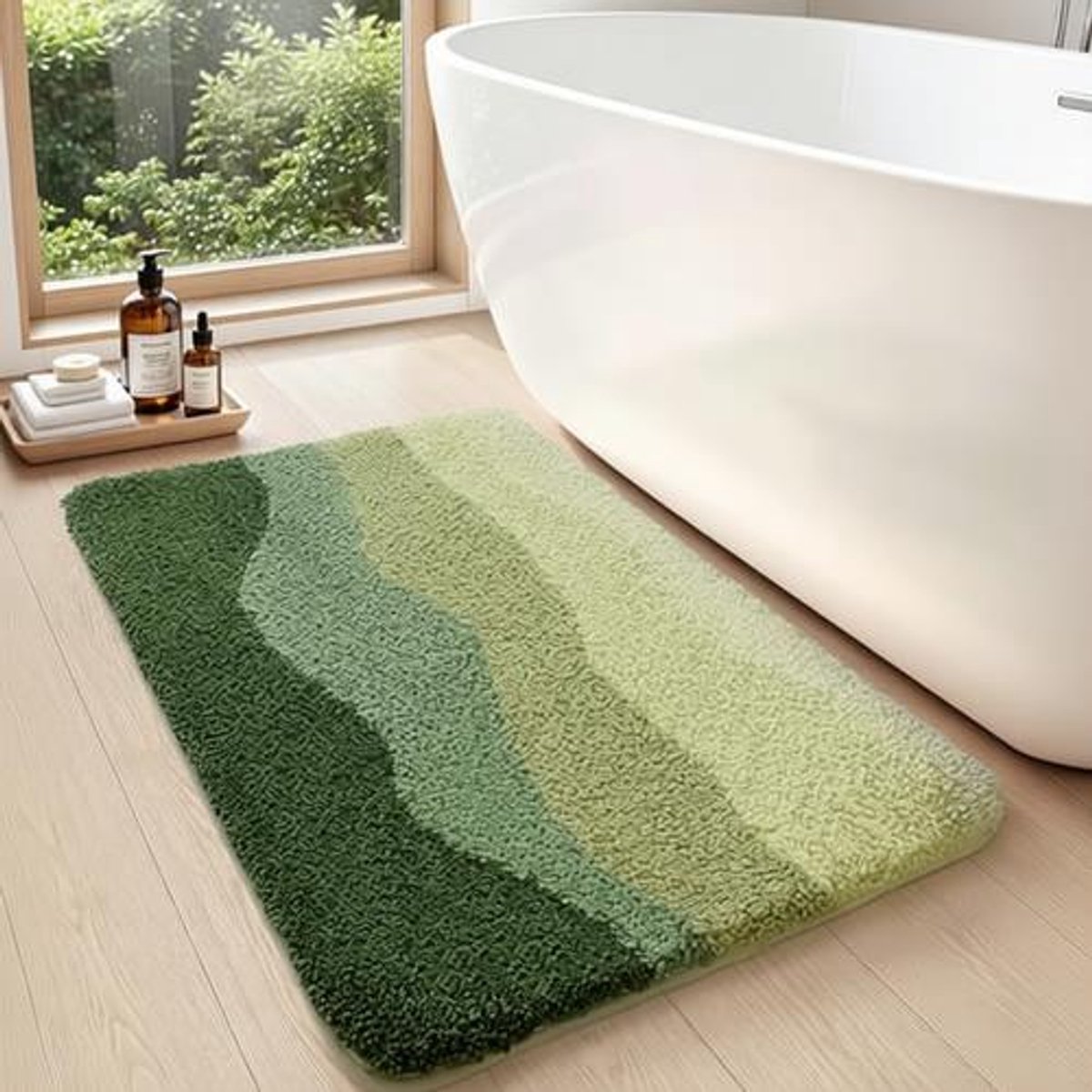 Badmat 60x90 cm Antislip Absorberend Wasbaar Badkamer Mat voor Douchevloer Berg Groen