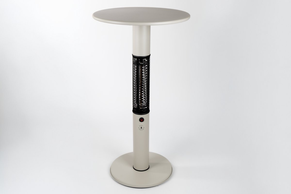 Monti HeatLine Vibe Beige - Elektrische statafel terrasverwarmer - 1500W - bartafel - Tafelblad Ø60 cm