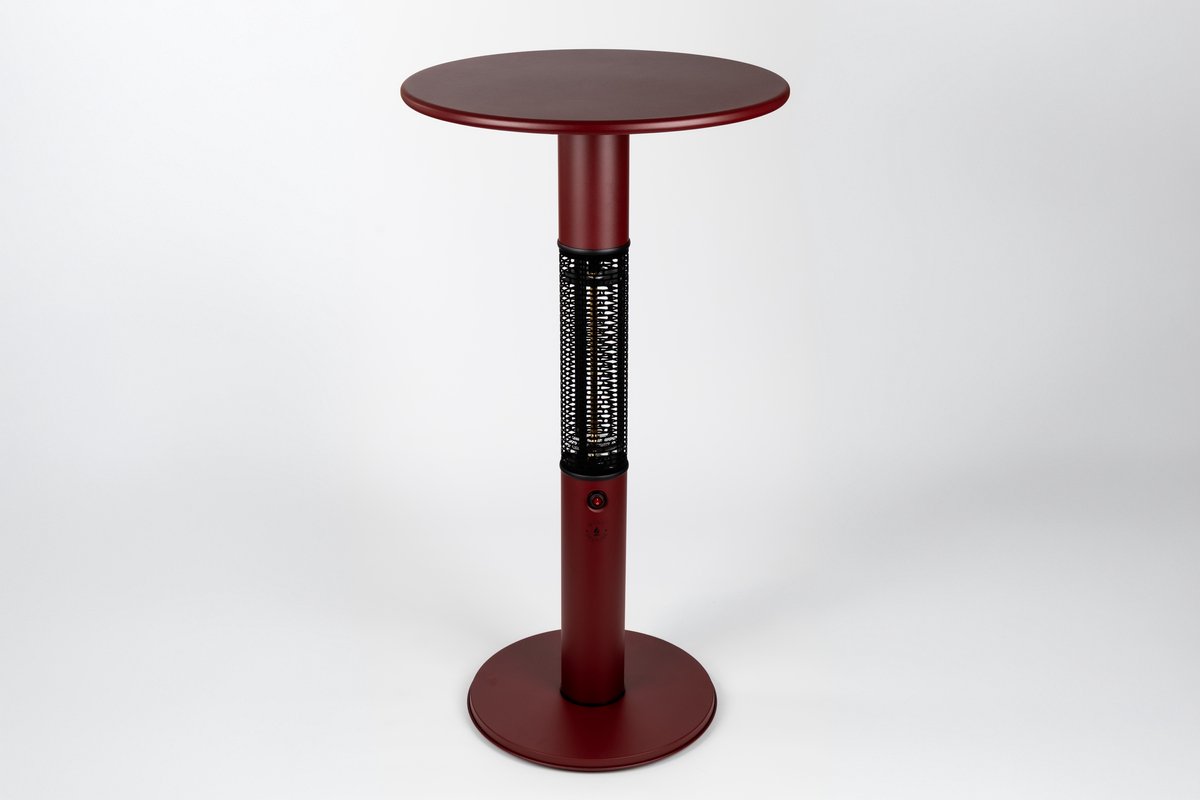 Monti HeatLine Vibe Red - Elektrische statafel terrasverwarmer - 1500W - bartafel - Tafelblad Ø60 cm