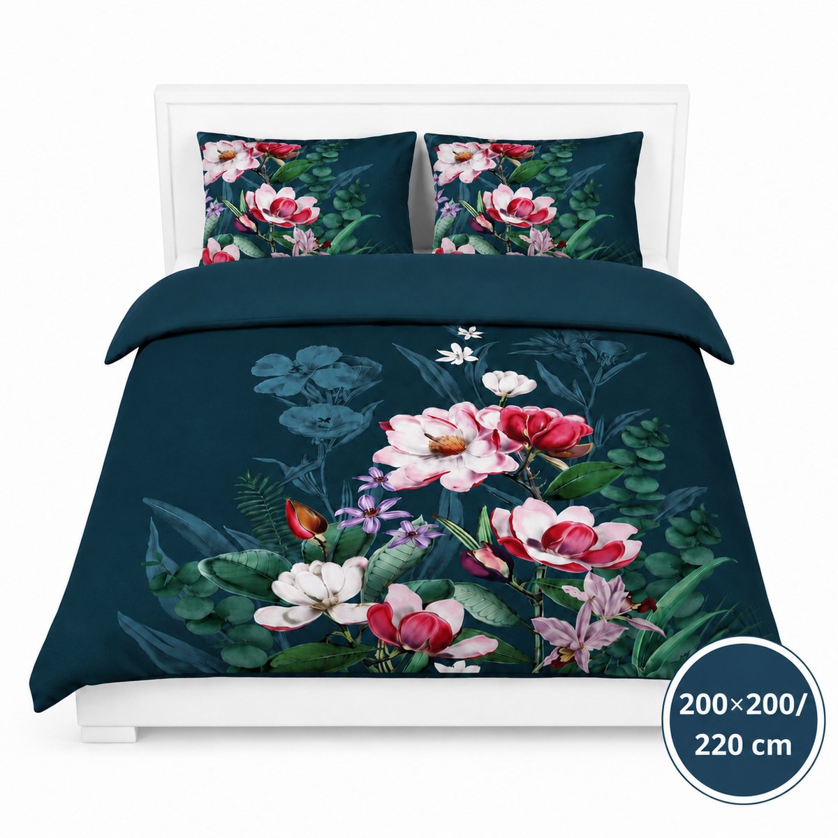Dekbedovertrek - 200x200/220 - Groen Multi Bloemen - Oase Design - Luxe, Zacht & Ademend - Inclusief Kussenslopen - Kleurvast