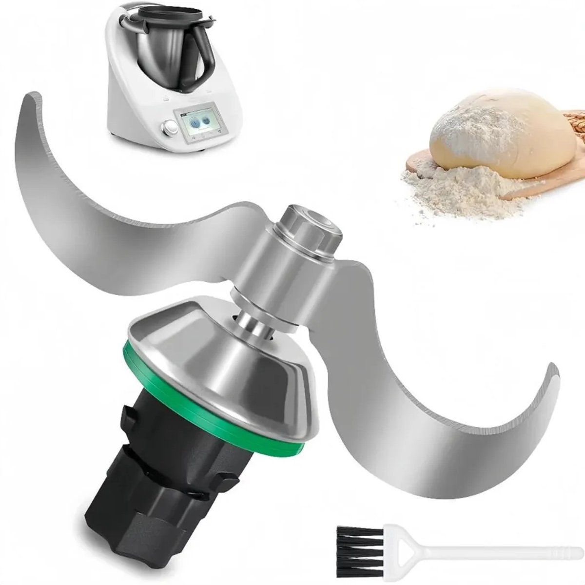 Kneedmessen Geschikt voor Thermomix TM5 en TM6, gemaakt van roestvrij staal, laten geen deegresten of vuil achter en worden geleverd met een reinigingsborstel voor snelle reiniging.