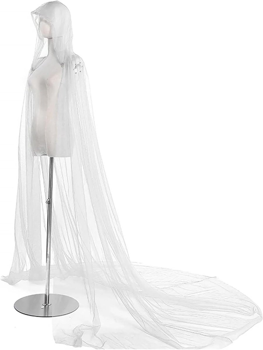 Dames Tulle Cape met Kap voor Halloween, Bruiloften en Cosplay - Lange Mesh Cape voor Middeleeuwse Kostuums