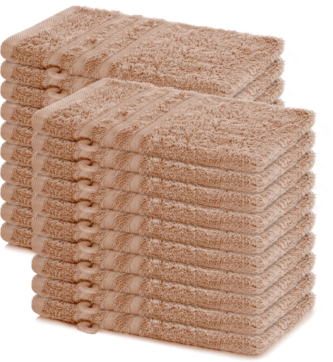 Lavea® Set van 20 washandjes 15x21 cm – 100% katoen – Zacht en absorberend – Ideaál als washandje, gastendoekje of handdoek voor dagelijks gebruik – Cappuccino