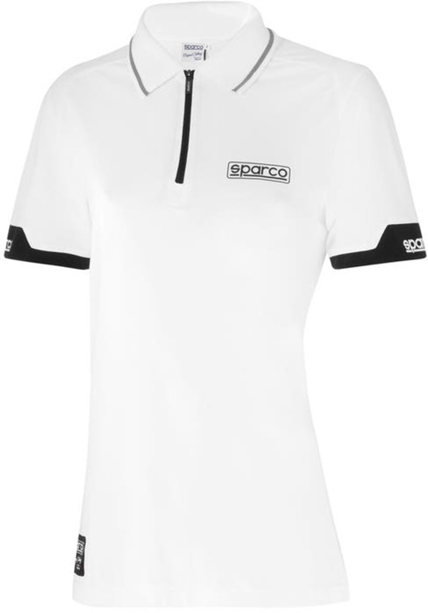 Sparco Zip Dames MY2024 Poloshirt - Wit/Marineblauw/Zwart