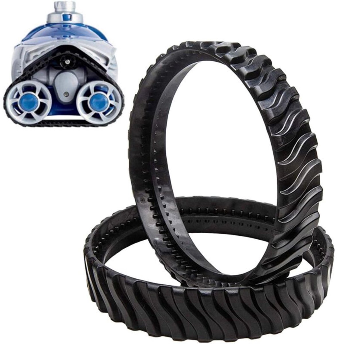 geschikt voor de rupsbanden van de Zodiac MX8 zwembadreiniger, set van 2, gemaakt van zeer duurzaam rubber om de levensduur van de onderdelen van de reinigingsrobot te verlengen.