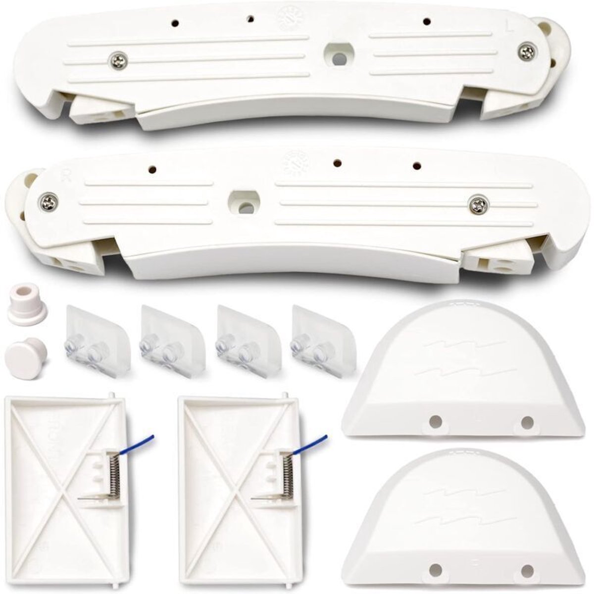 Zwembadreinigingsset, inclusief geschikt voor- en achterbril AXV604WHP, een beschermkap AXV434WHP en schoenovertrekken AXV414P, geschikt voor Hayward zwembadreinigers, complete onderhoudsset.