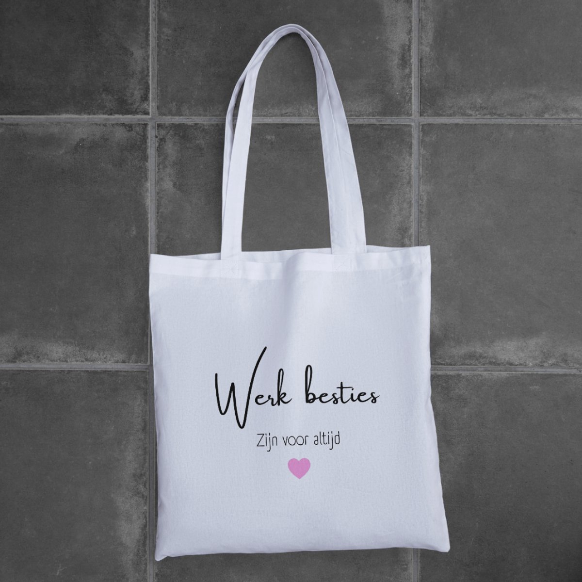 Totebag ''Werkbesties'' – katoenen tas met tekst – cadeau voor collega of beste vriendin