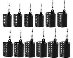 12 stuks voedermand vissen feeder voedermand feeder voor vissen metalen kooi metalen voedermand met gewichten en wervels snap 10/20/30/40/50/60g ronde methode feeder mand loodvrij