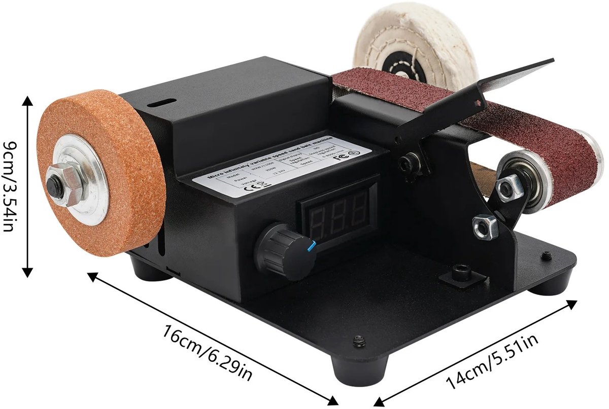 Cellista Mini Bandschuurmachine 350W - Bandslijpmachine - Polijstmachine met LCD Display - Slijpmachine 0-10000 RPM - Compact en Krachtig Gereedschap – foto 3