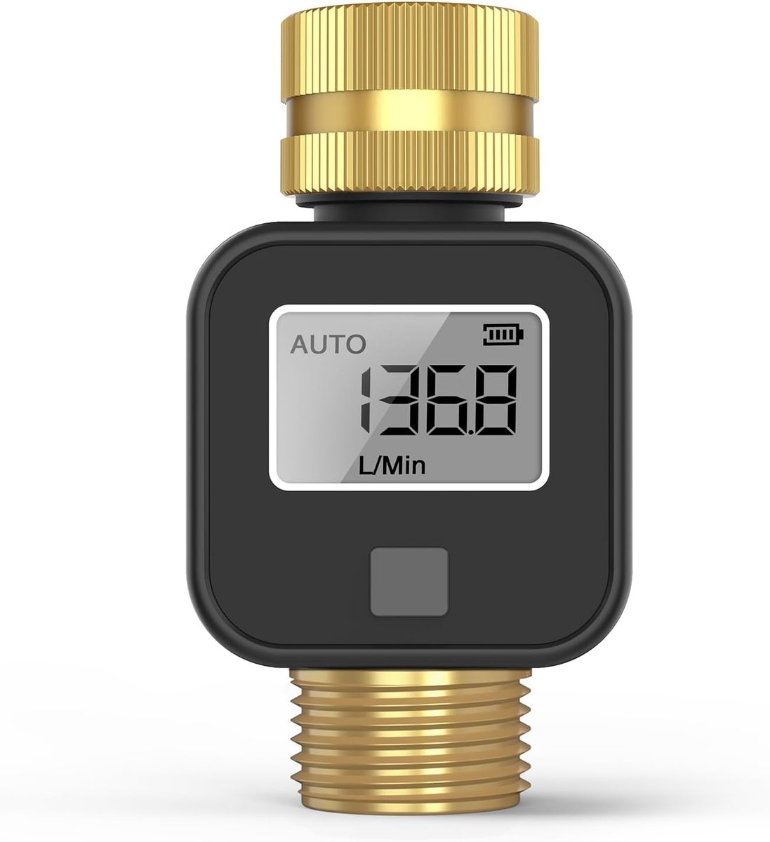 carmdering - Waterstroommeter - Waterverbruiksmeter - Digitale Flowmeter - Realtime Meting - 4 Meetmodi - Massief Messing - Voorkomt Overbewatering - 1 Stuk
