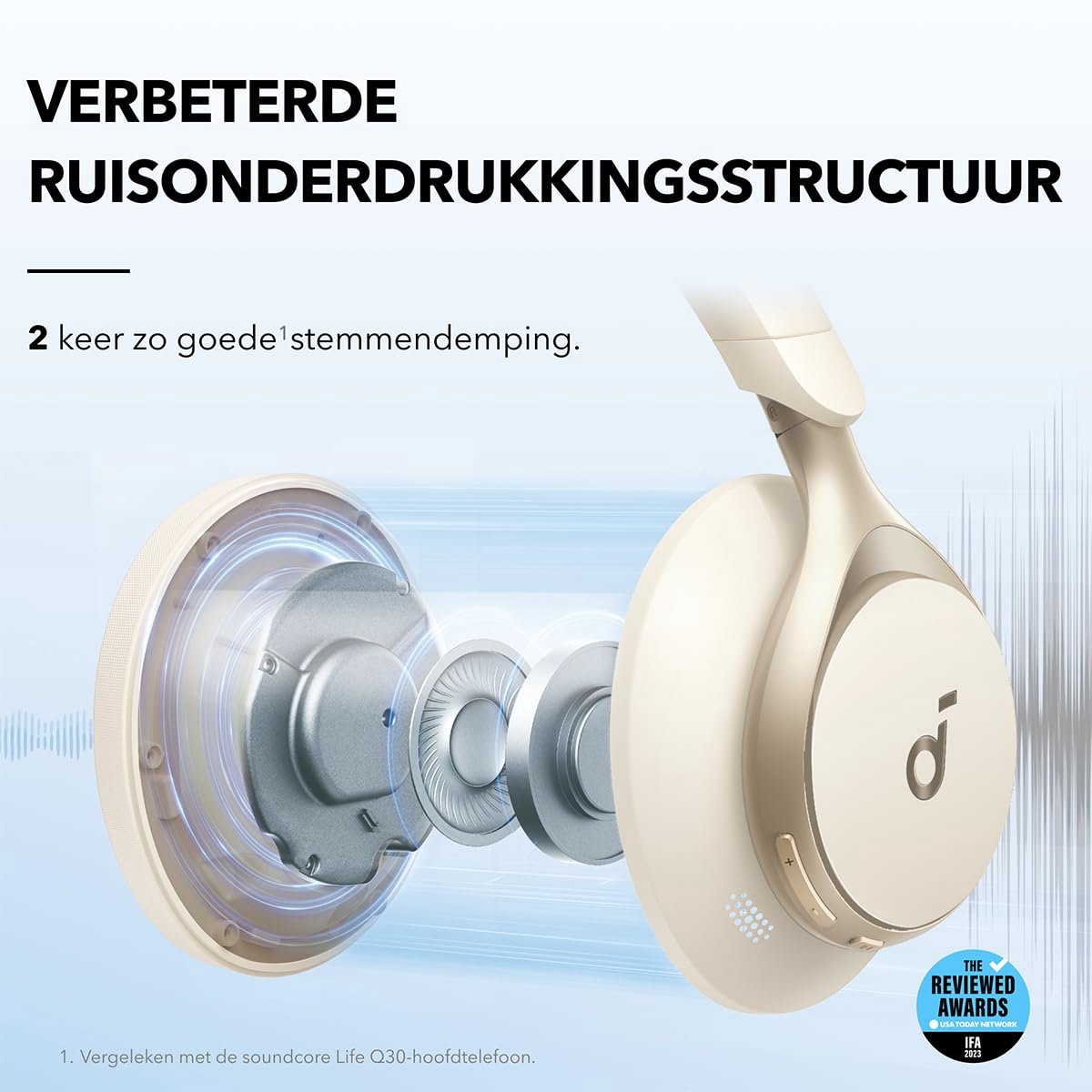 soundcore Space One by Anker - Draadloze Over-ear Koptelefoon - Headphones - Active Noise Cancelling, Multipoint Connection, 55 uur accuduur, Bluetooth 5.3, LDAC, Hi-Res Certified — afbeelding 4