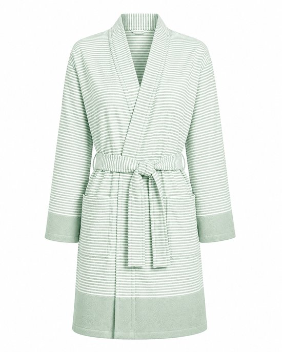 Badjas Dames Katoen - Kimono Badjas Dames - lichtgewicht hamam badjas sauna - Groen - Maat S/M