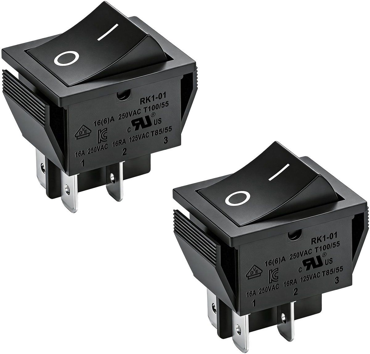Dailygoody - Rocker switch - 16A - 250VAC - Zwart - Schakelaar voor panelen - Perfect voor elektrische toepassingen - Inclusief 2 stuks