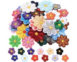 46 Stuks Bloemen Patches om Op te Strijken, Opstrijkbare Reparatieset voor Kinderen en Volwassenen, Applicaties voor Textiel, Geborduurde Patches voor Petten Jeans Kleding Rugzakken DIY Accessoires