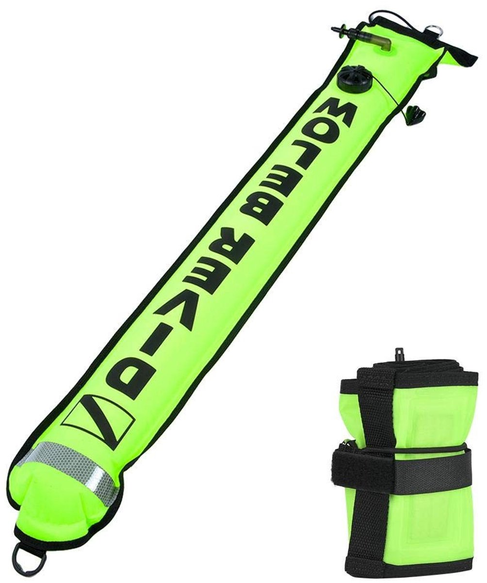 Allecto - Duikmarker - Hoogzichtbare Marker - Inflatable Diving - Fluorescent Geel of Rood - Duikveiligheid - Duikaccessoire - 148 x 18 cm of 1...
