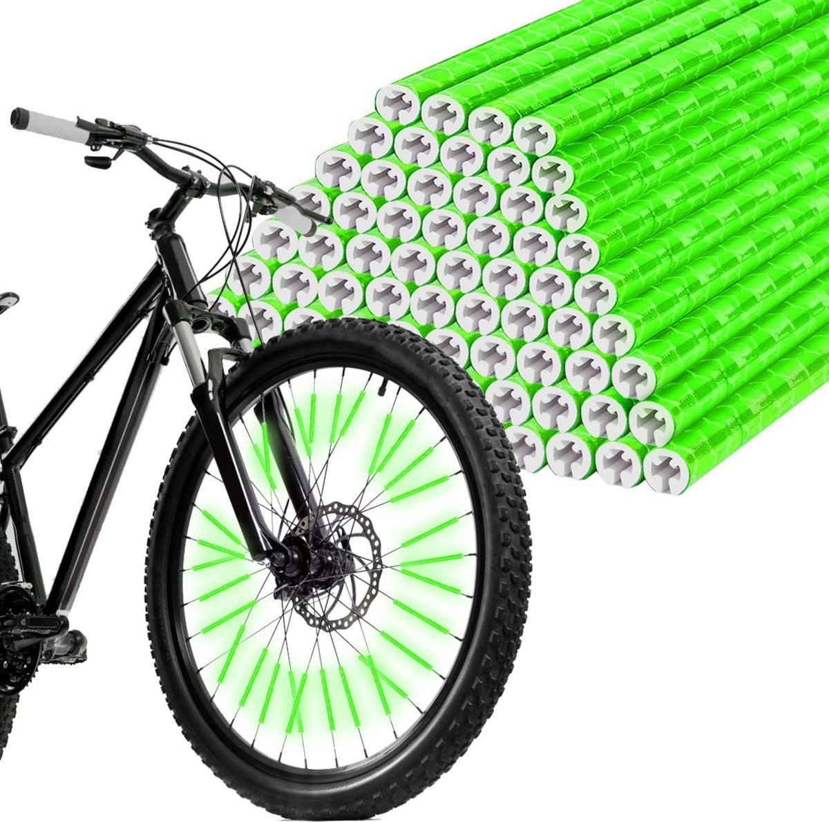 Allecto - Fietsen Reflectoren - Fiets Wiel Spaak Reflectoren - Eenvoudige Montage - Groen - Reflecterende Clips - Geschikt voor Alle Standaard Fiet..