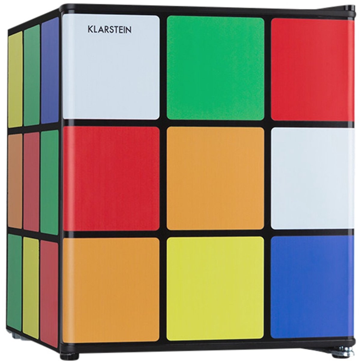 Klarstein Solve - Minikoelkast, minibar, thermo-elektrisch koelsysteem, 48 liter inhoud, mechanische draaiknop, koeling: 0 tot 10 °C, zwart/meerkleurig