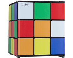 Klarstein Minibar Solve - Minikoelkast, thermo-elektrisch koelsysteem, 48 liter inhoud, mechanische draaiknop, koeling: 0 tot 10 °C, zwart/meerkleurig - Compact Energiezuinig - Mini Fridge - Hotelkoelkast - Kleine Koelkast