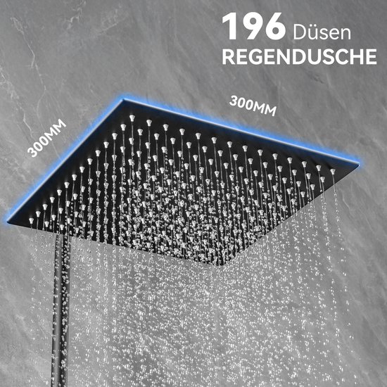 Sofetiy Max Regendouche - Ø 30 cm - Handdouche Met 6 standen - Waterbesparend - Inclusief thermostaatkraan - Zwart