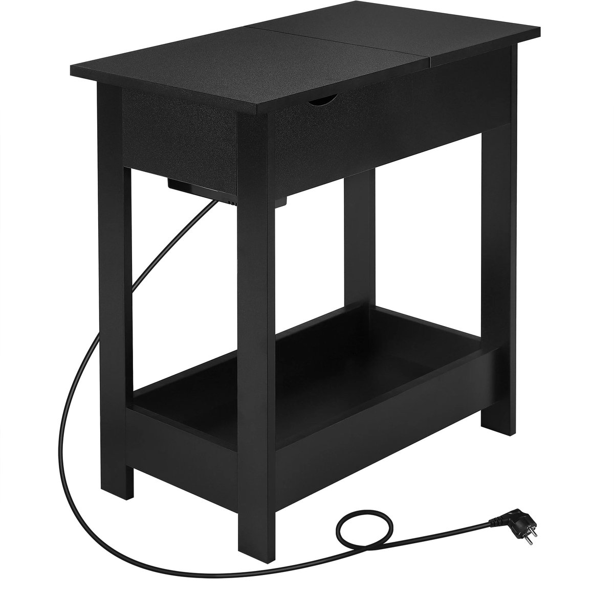 Mosh Stories Bijzettafel met Stopcontact & USB – Moderne Salontafel - Opbergruimte & Opklapbaar Tafelblad - Nachtkastje 60x30x60cm