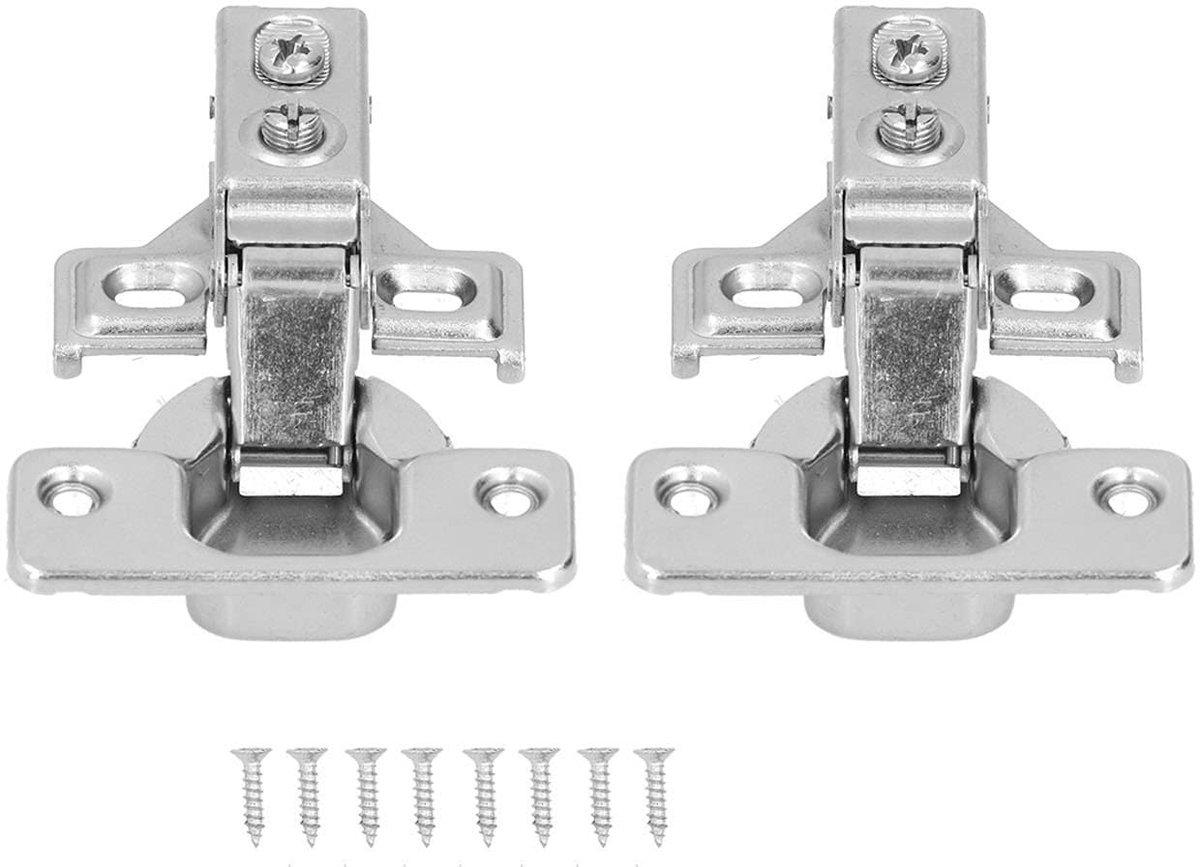 Dailygoody - Soft Close Kastdeur Scharnieren - Hydraulische Demping - Korte Arm - 90-105° Opening - Voor Boekenkasten - Inclusief Schroeven