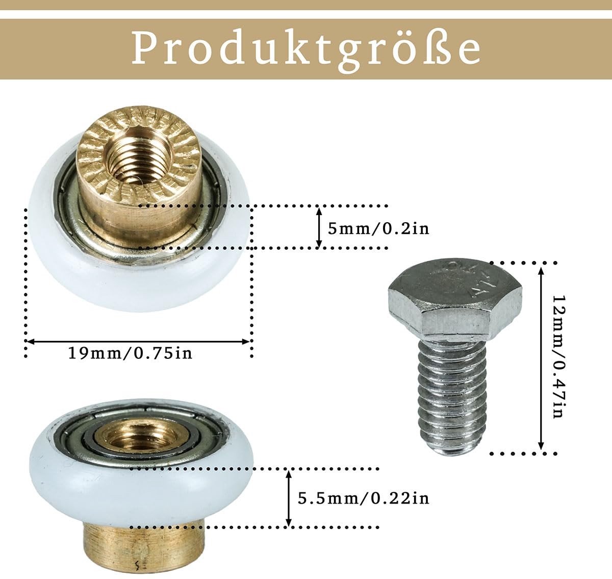 Dailygoody - Douchedeurrollen - Reservewielen - Roestvrij staal - 19 mm - Voor schuifdeuren - Duurzaam en corrosiebestendig