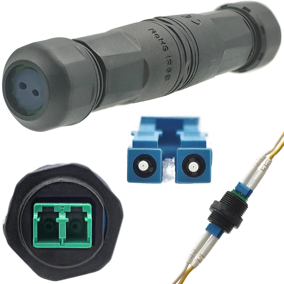 E-Ambar - Groene LC-APC Glasvezelconnector voor IP68 SFP Optische Modules