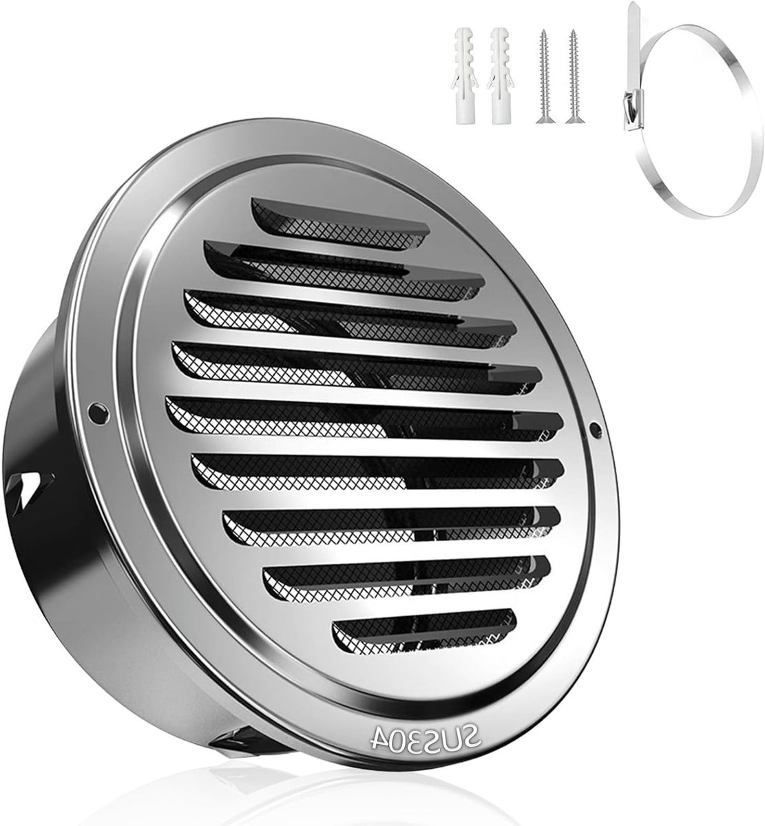 Ronde Ventilatierooster van RVS 304 met Insectenbescherming voor Garage, Keuken en Badkame