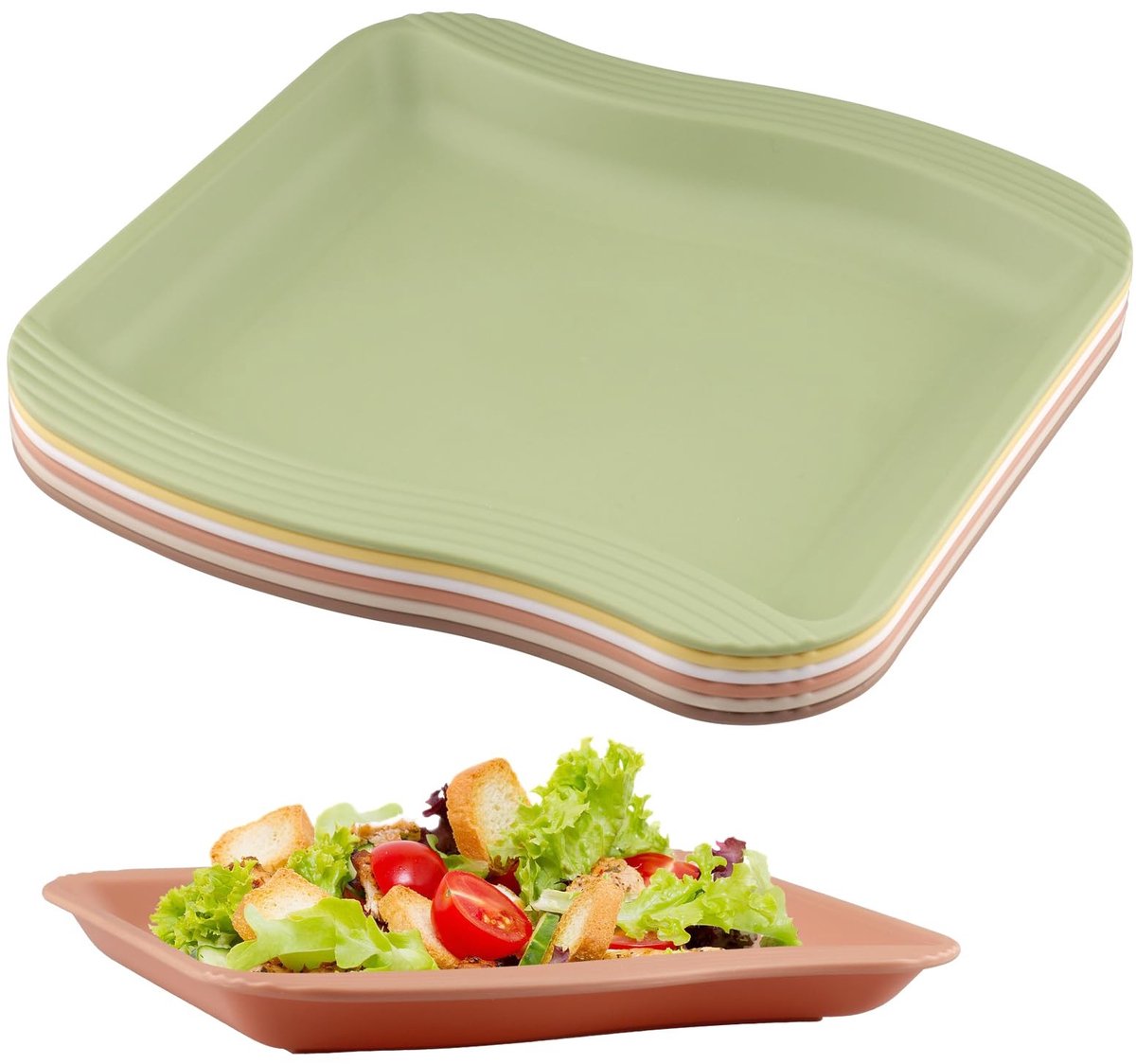 Dailygoody - Kunststof Platen - Herbruikbare Eetborden - Onbreekbaar - 6 Kleuren - Vaatwasmachinebestendig - Perfect voor Picknick en Ontbijt