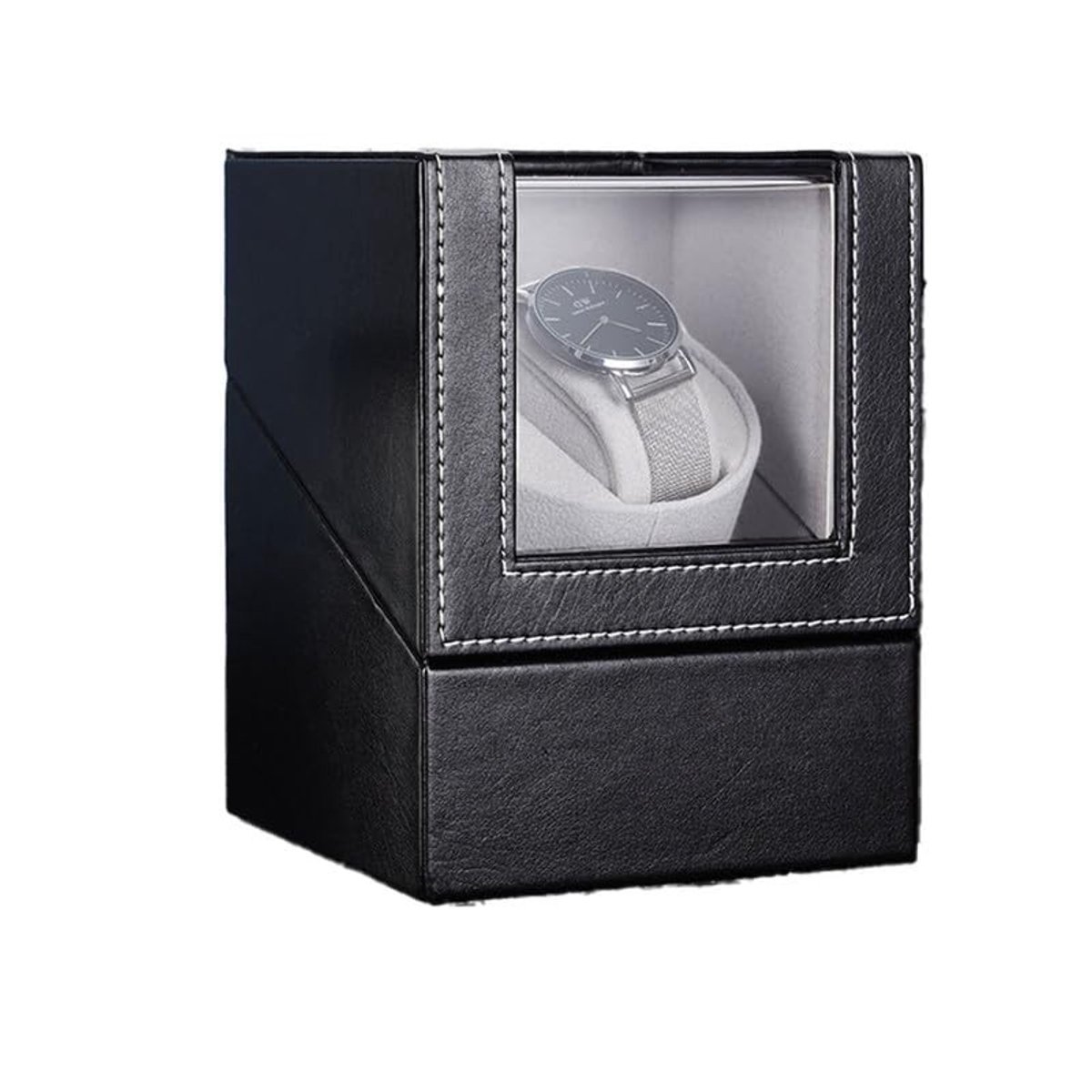Dailygoody - Zwarte vezel watchwinder - Automatische horlogewinder - Stil en motorisch verstelbaar - Voor heren en dameshorloges - Professionele horlo.