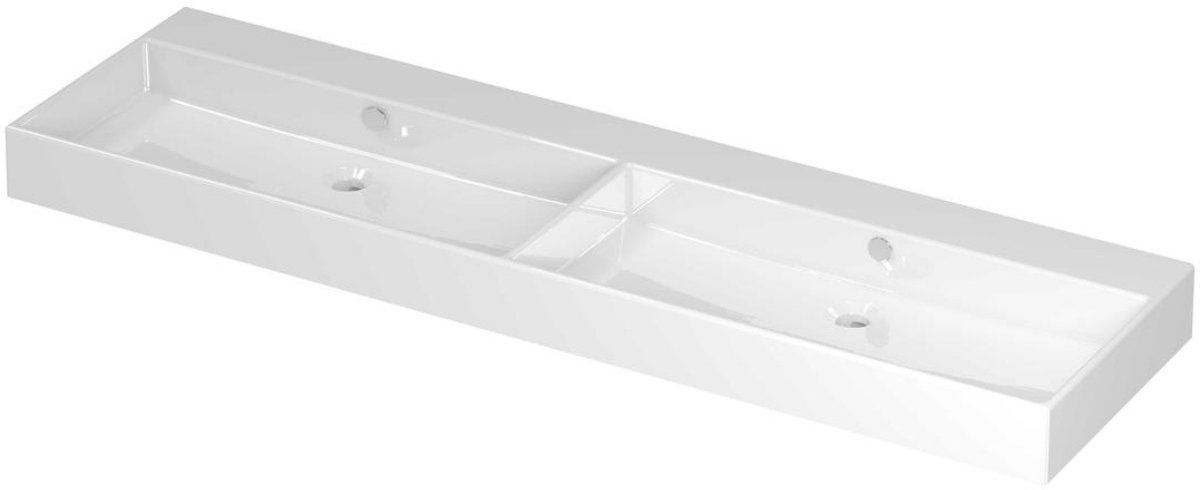 INK Unlimited Wastafel Porselein Dubbel Zonder Kraangat - 1600x450x110 mm - Glans Wit