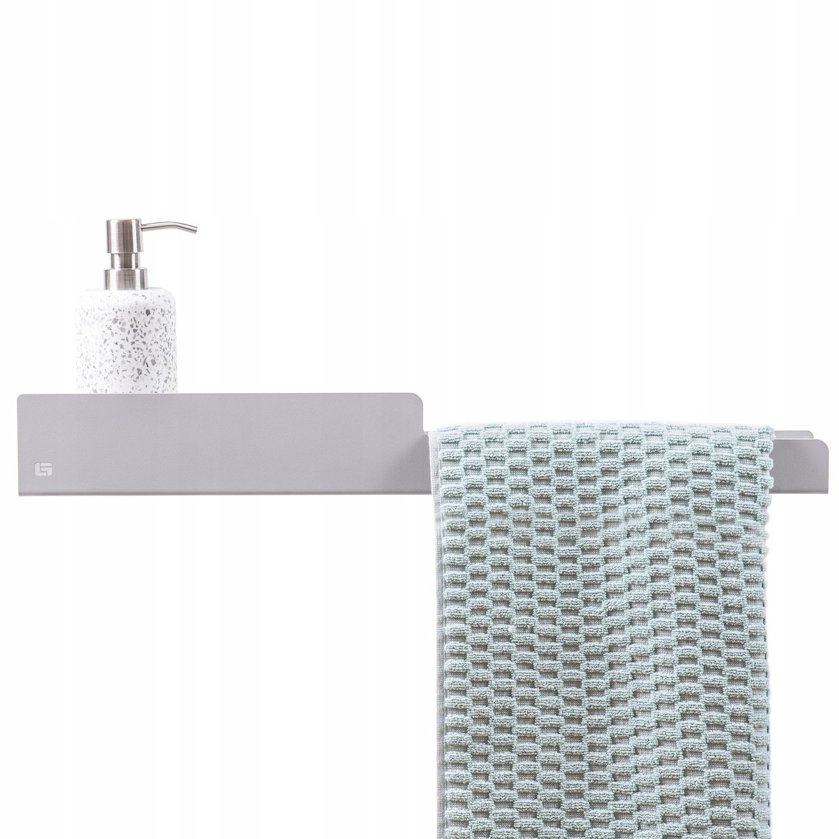 SlowDeco NAOMI - Badkamerplank - Handdoekhouder rechts - 60 cm - Grijs - Aluminium