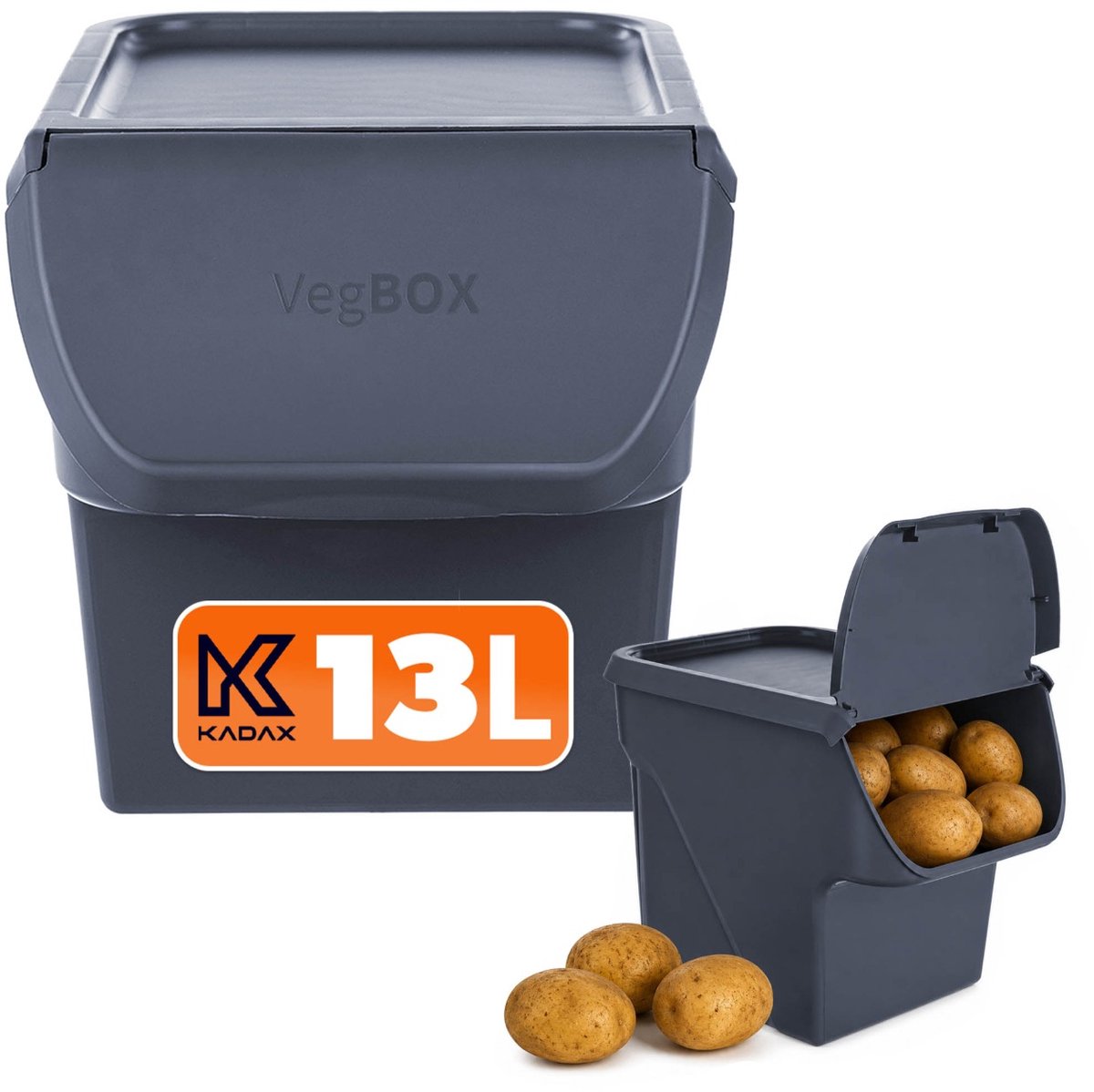 Keukencontainer met deksel Salice 13L donker essenhout